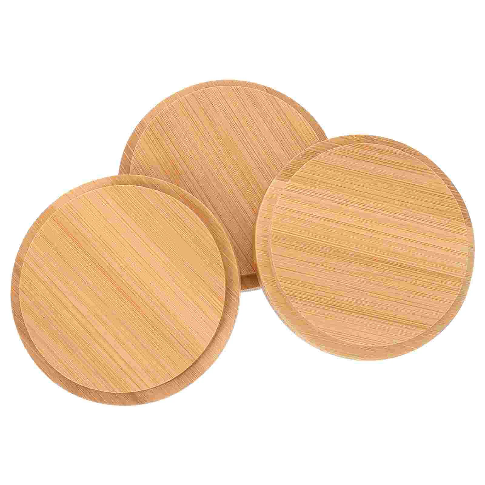 

3pcs Bamboo Mug Covers Anti-dust Lids Practical Cup Covers Reusable Drinkware Glass Ceramic Mugs Lids Coffee Mug Accessory Tool