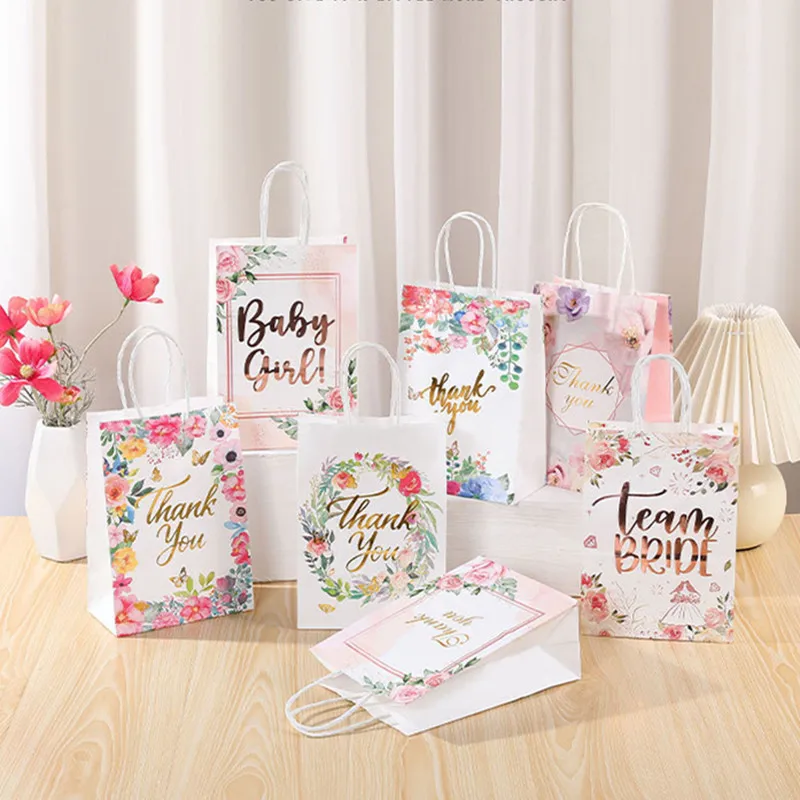 

6pcs Team Bride Gift Bags Thank You Packaging Bag Bridesmaids Gift Birthday Bridal Shower Bachelorette Hen Party Gift Supplies