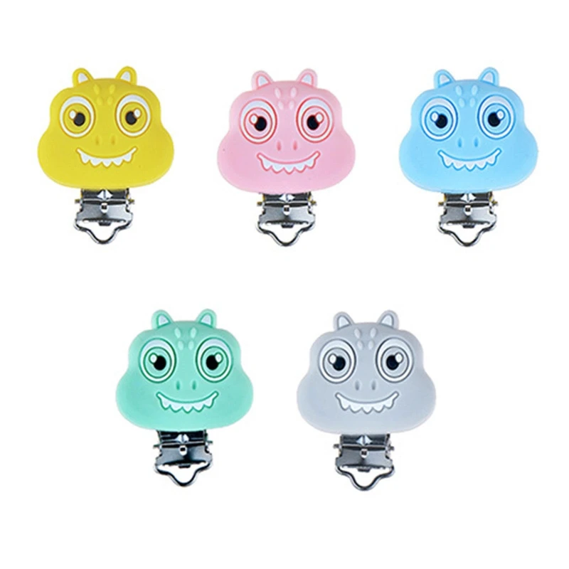 

Cartoon Dinosaur Pacifier Clip Baby Teether Safety Clasp Nipple Holder Anti-drop