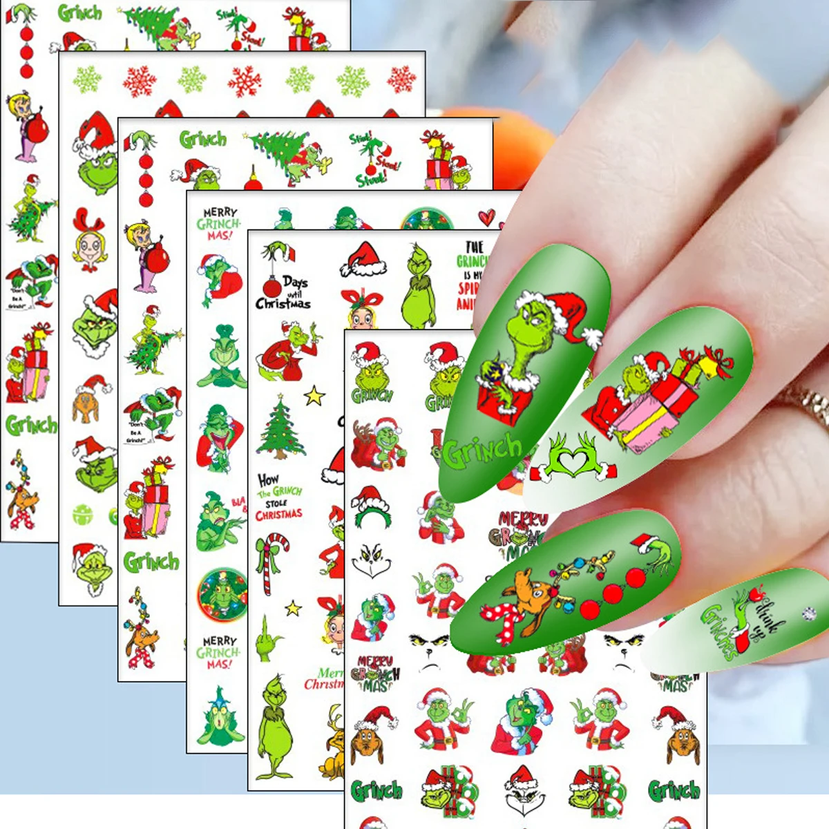

1 шт., наклейки для ногтей в рождественском стиле, товары для дизайна ногтей с героями мультфильмов Диснея, милый Микки и Минни Стич, 3D наклейки, украшение для дизайна ногтей