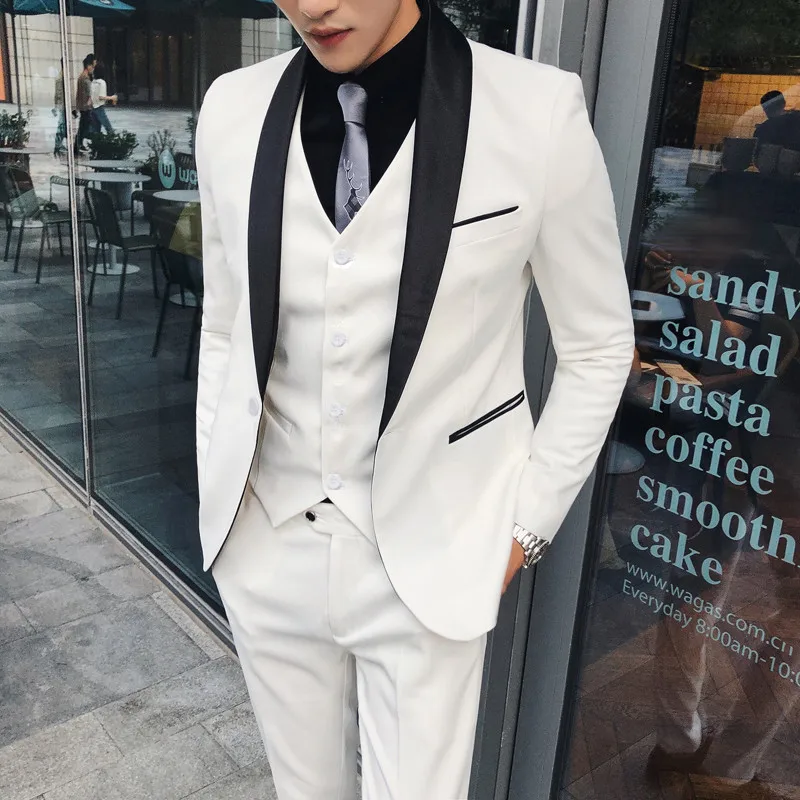 

3 Pcs Set Suit Coat Vest Pants / 2022 Fashion Men's Slim Boutique Business Wedding Groom Dress Blazers Jacket Waistcoat Trousers