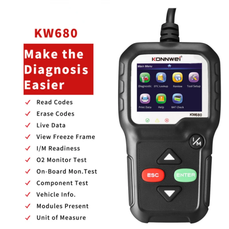 

KW680 OBD2 Car Fault Diagnosis Instrument Scanner Trip Computer Car OBD Scanner