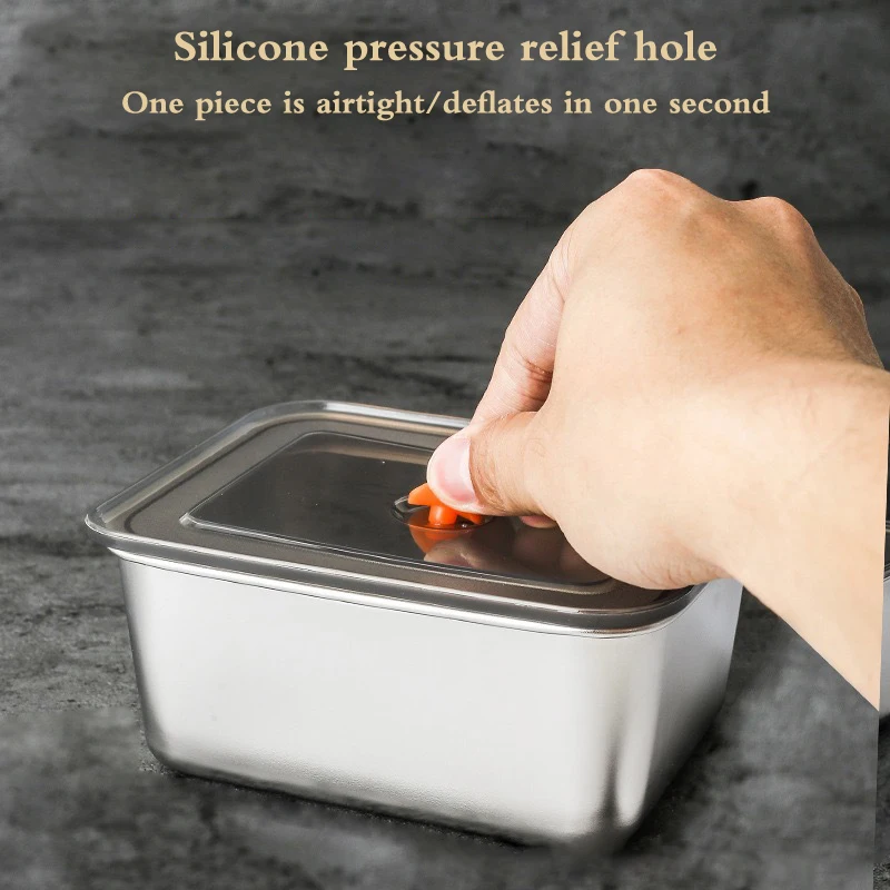 Прямоугольный Контейнер Для Хранения Продуктов Из Нержавеющей Стали С Дышащей