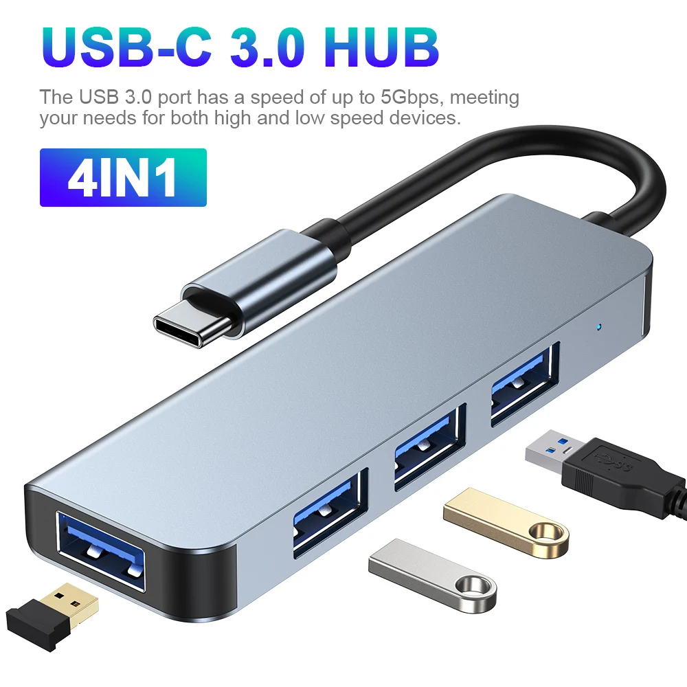 

USB-хаб 4 в 1, USB 3,0, 4 порта
