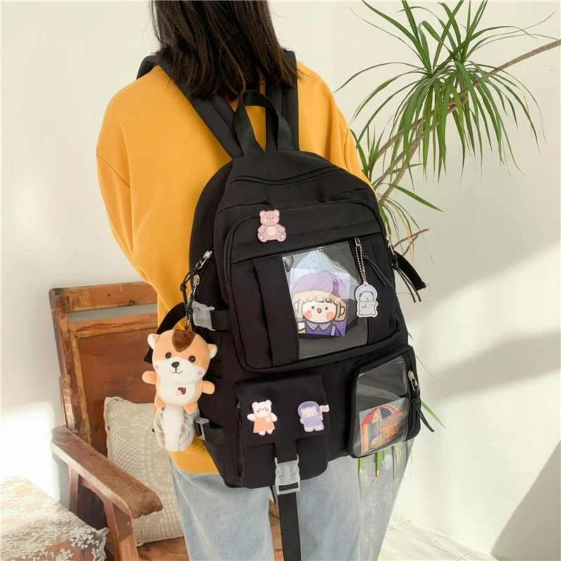 Simple Portable Travel Bag Girls' Backpack New School Bag For Teenagers Nylon Multi-functional Backpacks