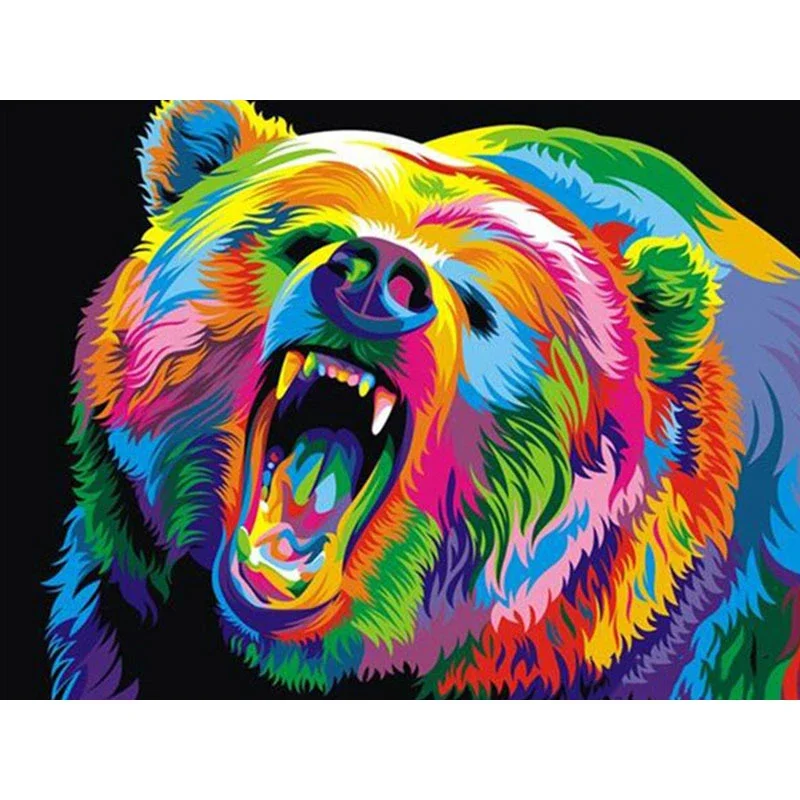 

DIY 5D diamond painting brown bear cross stitch set full diamond embroidery mosaic animal pictures decorative gifts