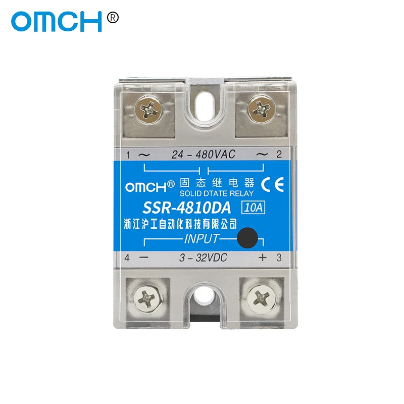 SSR-10DA SSR-25DA 10A 25A 40AOMCH твердотельный релейный модуль 3-32 В вход постоянного тока 24-380