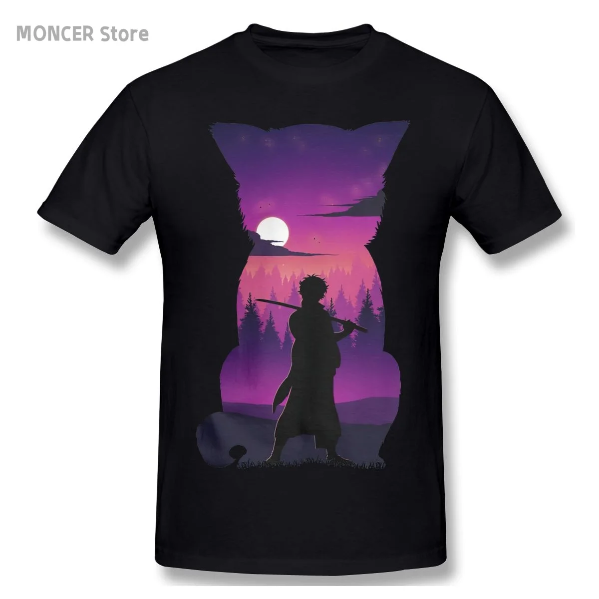 

Men T-Shirt Gintoki Gintama Casual Cotton Tees Short Sleeve Anime Japan Harajuku T Shirt Round Collar Tops