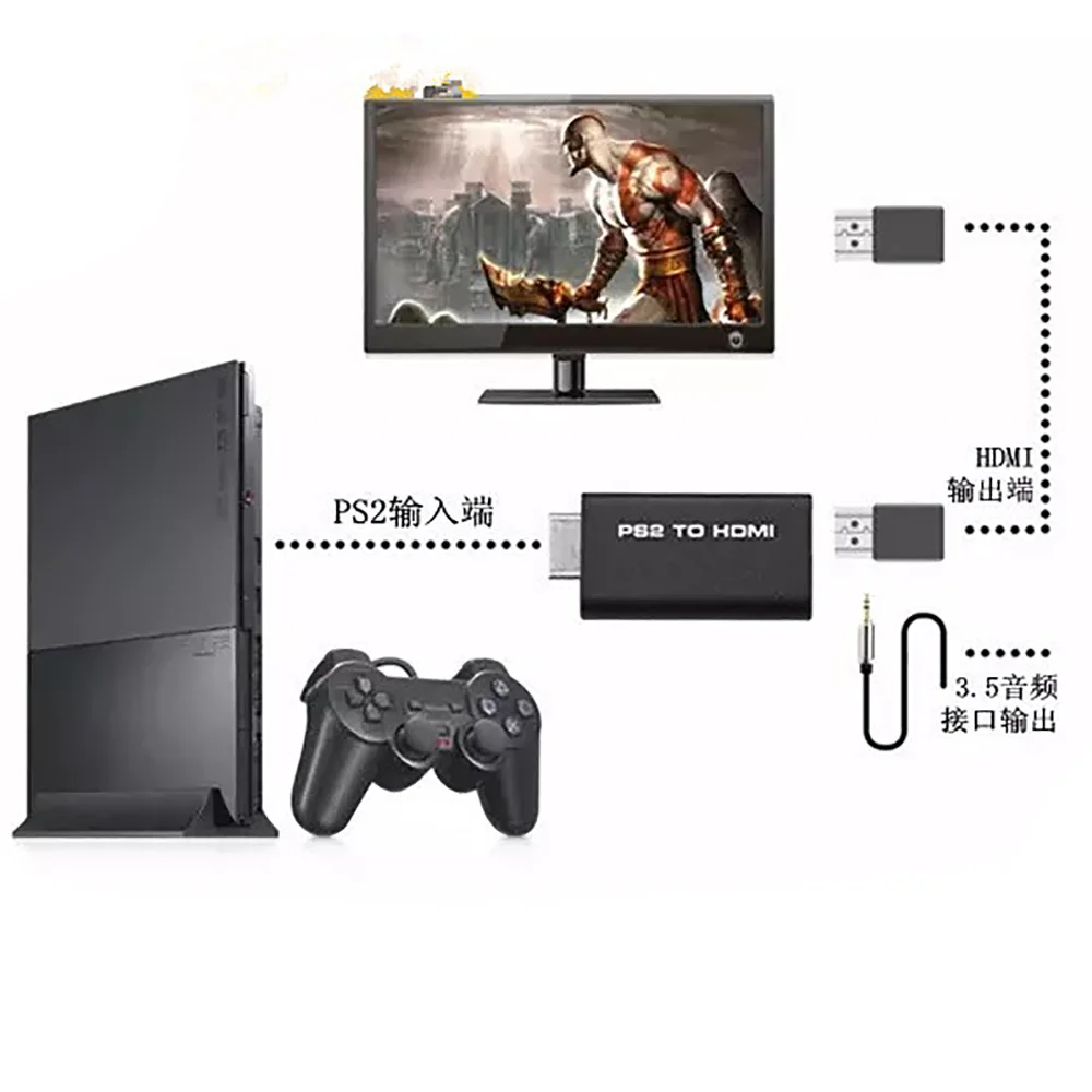 YUXI 1PCS For PS2 to Converter 1080P Full HD Video Conversion Transmission Interface Adapter Game Console TV Projector - купить по