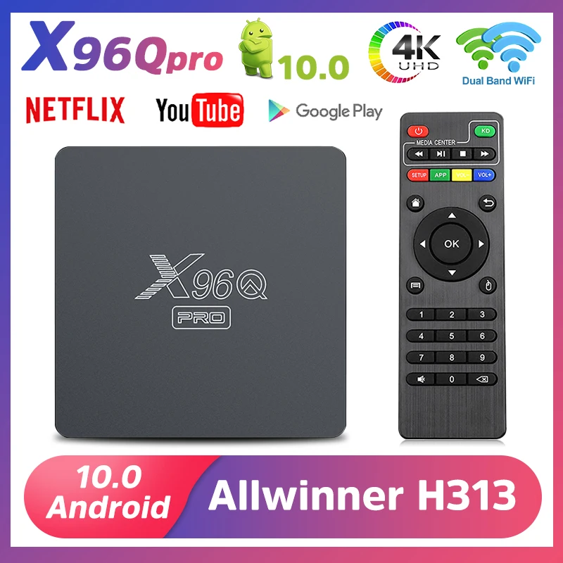 

Приставка Смарт-ТВ X96Q Pro, Android 10, 2,4 ГГц и 5 ГГц, Wi-Fi, 4K