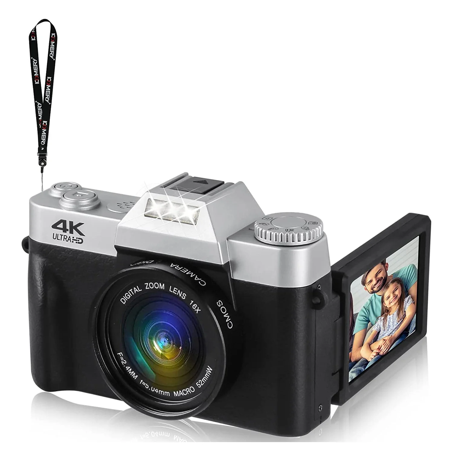 

Digital Camera, 48MP 4K Full HD Digital Video Camera with 3.0 Inch Folding Screen, Auto Focus Vlogging Camera