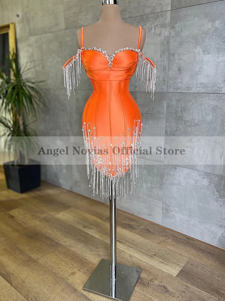 

Женское вечернее платье с бахромой ANGEL NOVIAS, оранжевое платье для выпускного вечера, выпускного вечера, 2023