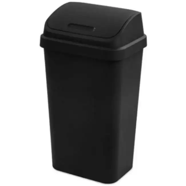

Gallon Trash Can, Plastic Swing Top Kitchen Trash Can, Black