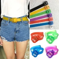 fashion transparent women belt clear square pin buckle wide waist bands candy color ladies waistband invisible punk waist belt