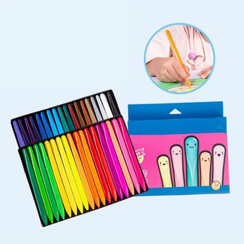 Non-toxic Colored Drawing Crayons Students Art Sketching Painting Pencil 6/12/24/36 Colors Triangle Crayons Set Dropship images - 6