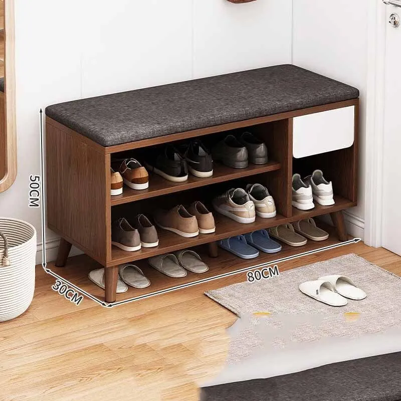 Многоуровневая полка для обуви домашнего хранения прихожей компактная скамейка