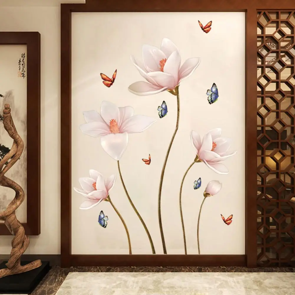 

112*70CM PVC Removable 3D Butterfly Flower Colorful Wall Sticker for Living Room Bedroom Bathroom Home Beautify Decoration