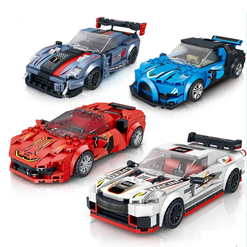 

2023 NEW MOC Speeds Champions Series 4 in 1 Famous Supercar Race Car Sports Building Blocks Bricks Kits Classic Model