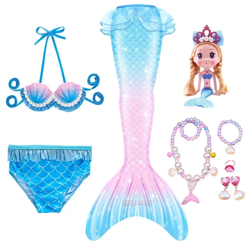 5 шт./компл. костюм с хвостом для девочек детский Русалочки плавания детская