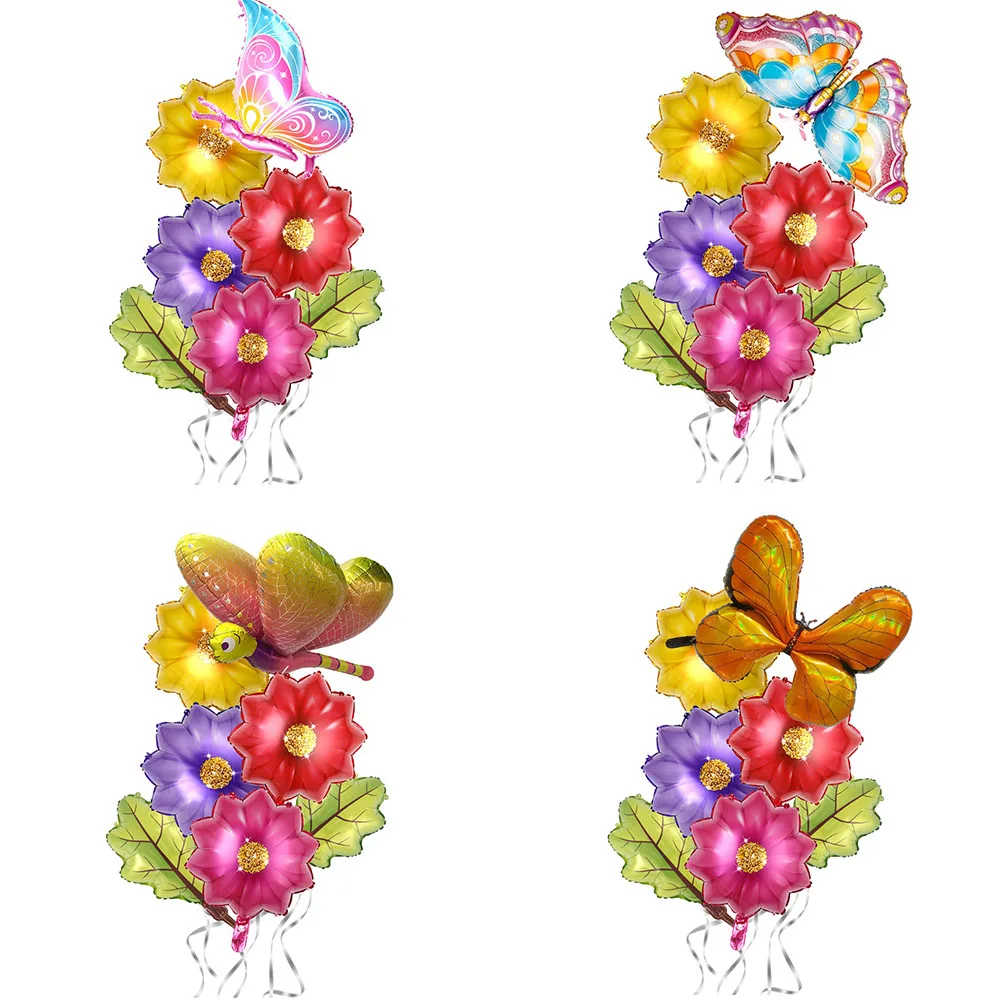

7pcs/set 4D Butterfly Dragonfly Daisy Flower Balloon Helium Ballons Wedding Anniversary Birthday Party Decors Baby Shower Globos