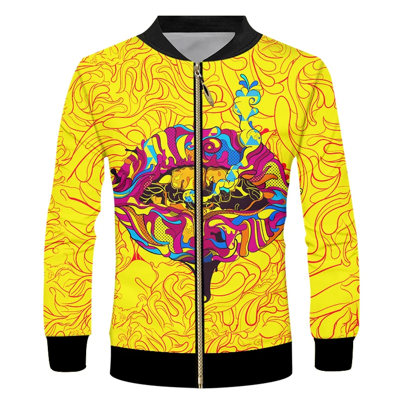 

Куртка Женская Весенняя оверсайз с 3D-принтом губ, Y2k