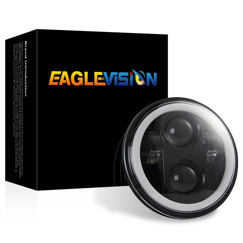 EAGLEVISION 5 3/4 75 дюймов круглые мотоциклетные светодиодные фары ангельский глаз для