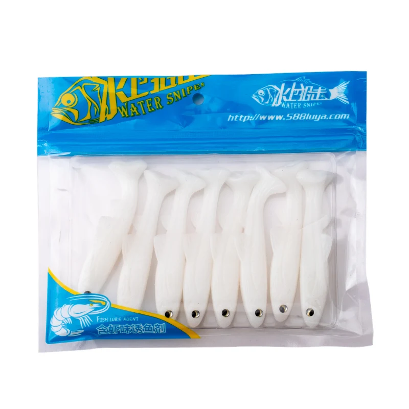 Водяная снайперская силиконовая приманка 8 шт. 75 мм 6 2 г T-хвост Шад для ловли окуня