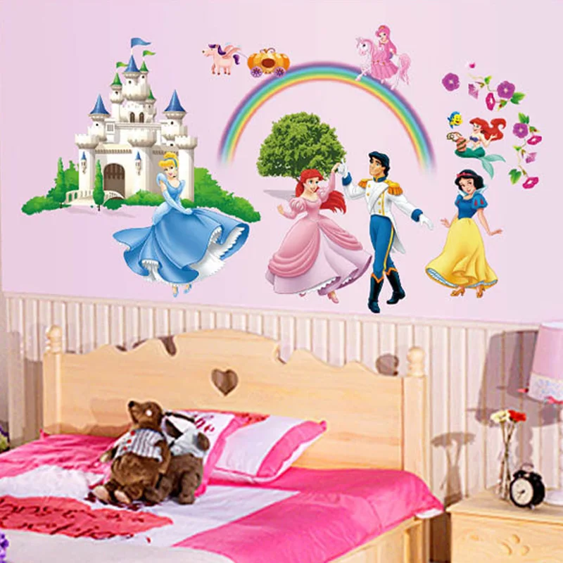 

Princess Castle Wall Stickers for Baby Girls Kids Room Decoration Vinyl Poster Murals Removable Self-adhesive PVC Wallpapers