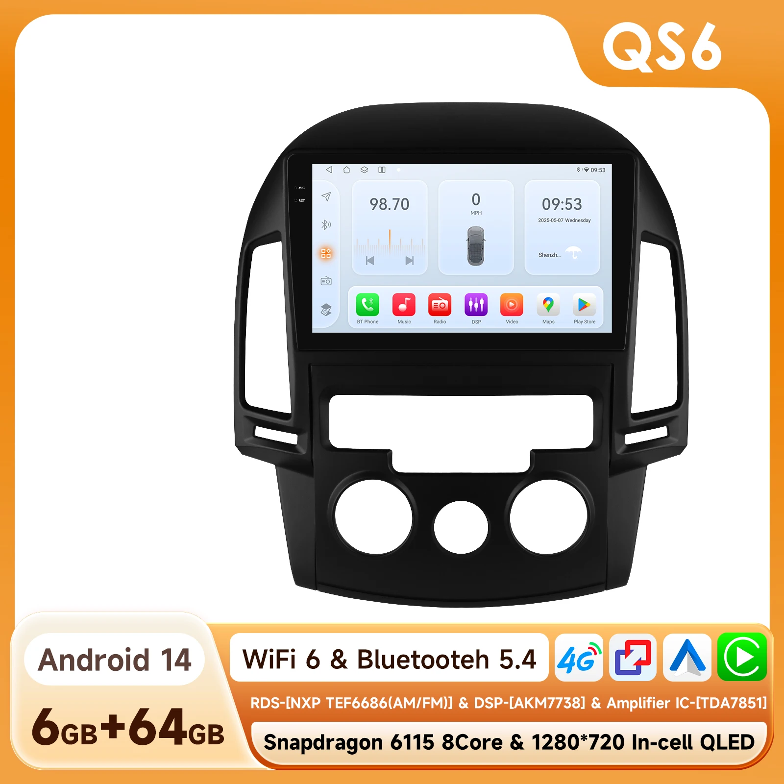 

Hizpo Octa Core 6115 для Hyundai I30 2006-2011, автомобильный радиоприемник, мультимедийный плеер, система навигатора, GPS, авто стерео 2din, Android Carplay