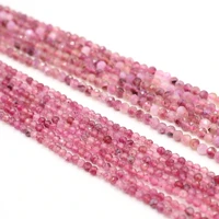 natural stone beads round shape faceted tourmaline stone charms for jewelry making necklace bracelet earrings