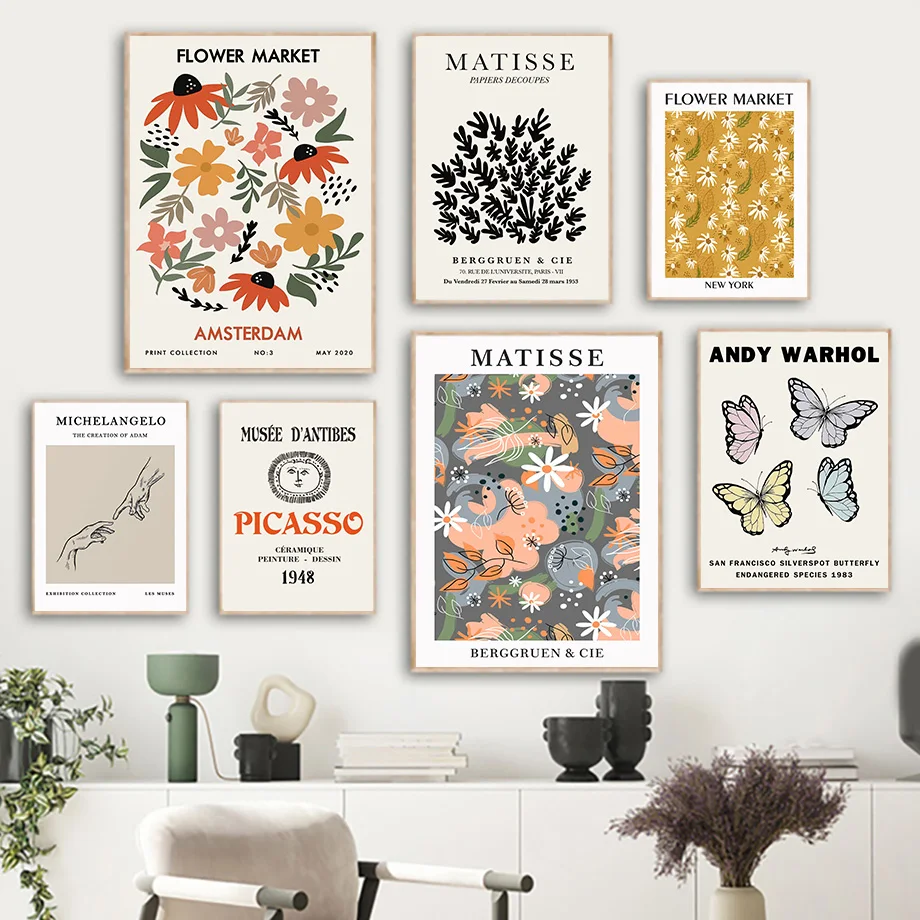 Рисунок на холсте с Энди вархолом, Анри матиссе, Yayoi, Kusama, искусство на стену, Картина на холсте для гостиной, декоративные картины