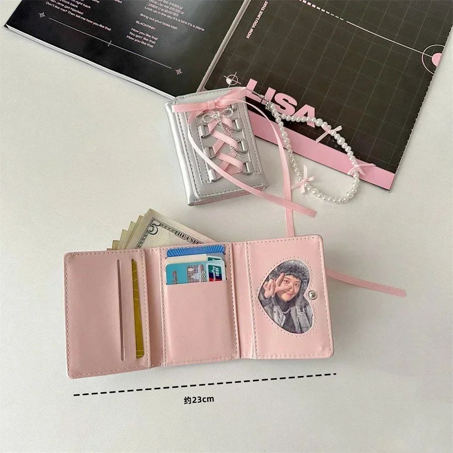 Корейская INS балетная лента с бантом серебряная сумка для карт из искусственной