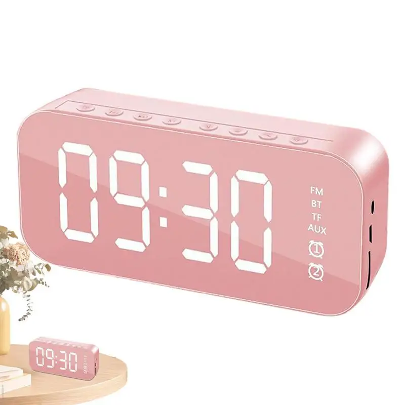 

Alarm Clock Blue Tooth White LCD Blue Tooth Speaker Alam Clock Wireless 2 In 1 Loudspeaker Box Large Digital Display Blue Tooth