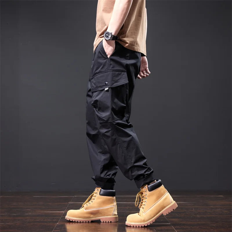 Брюки Carge мужские свободные прямые повседневные длинные штаны из чистого хлопка