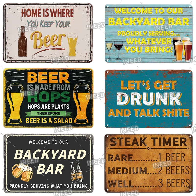 INEED Decor Funny Drink Beer Party Metal Sign Tin Signs Plaque Wall Decor Tin Plate For Bar Pub Home Man Cave Decoration