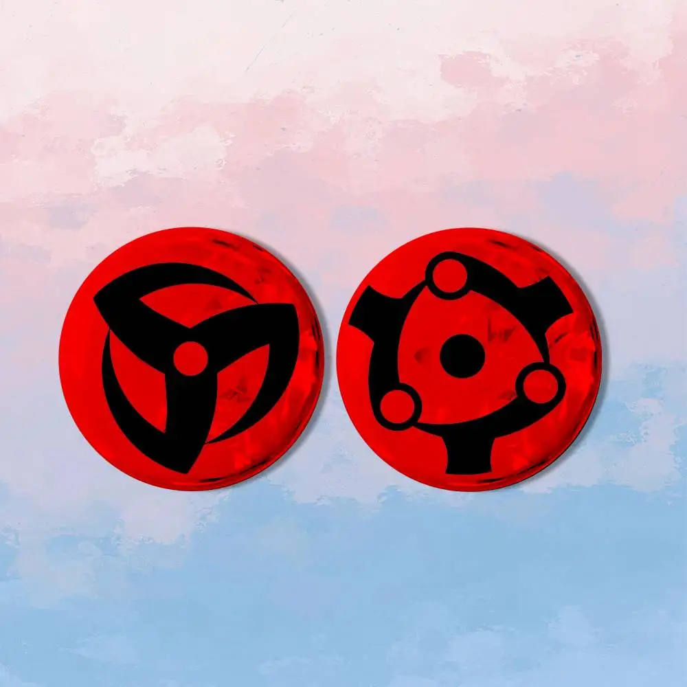 Фото Набор из 2 значков S-Sharingan Eyes для рюкзаков и курток, круглые мультяшные броши, акриловые значки-пуговицы, коллекционные подарки №3