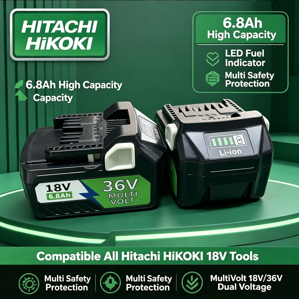 Фото Аккумулятор Li-ion 6.8Ач MultiVolt 36В/18В, замена для Hitachi HiKOKI BSL36A18, двухвольтовый, для бесщеточных дрелей, пил и шлифовальных машин №1