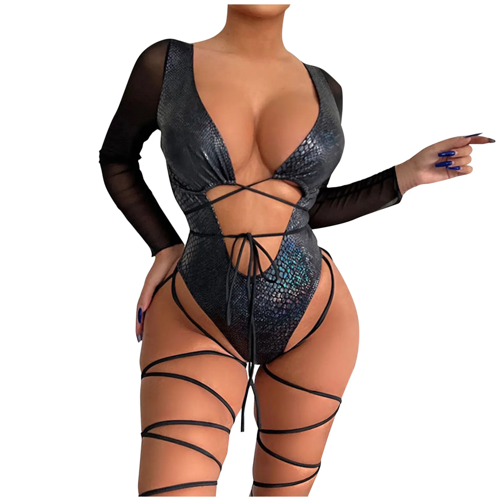 

Бикини женское бикини с длинным рукавом, пикантный купальник на шнуровке, ажурное бикини с открытой спиной, черный купальник