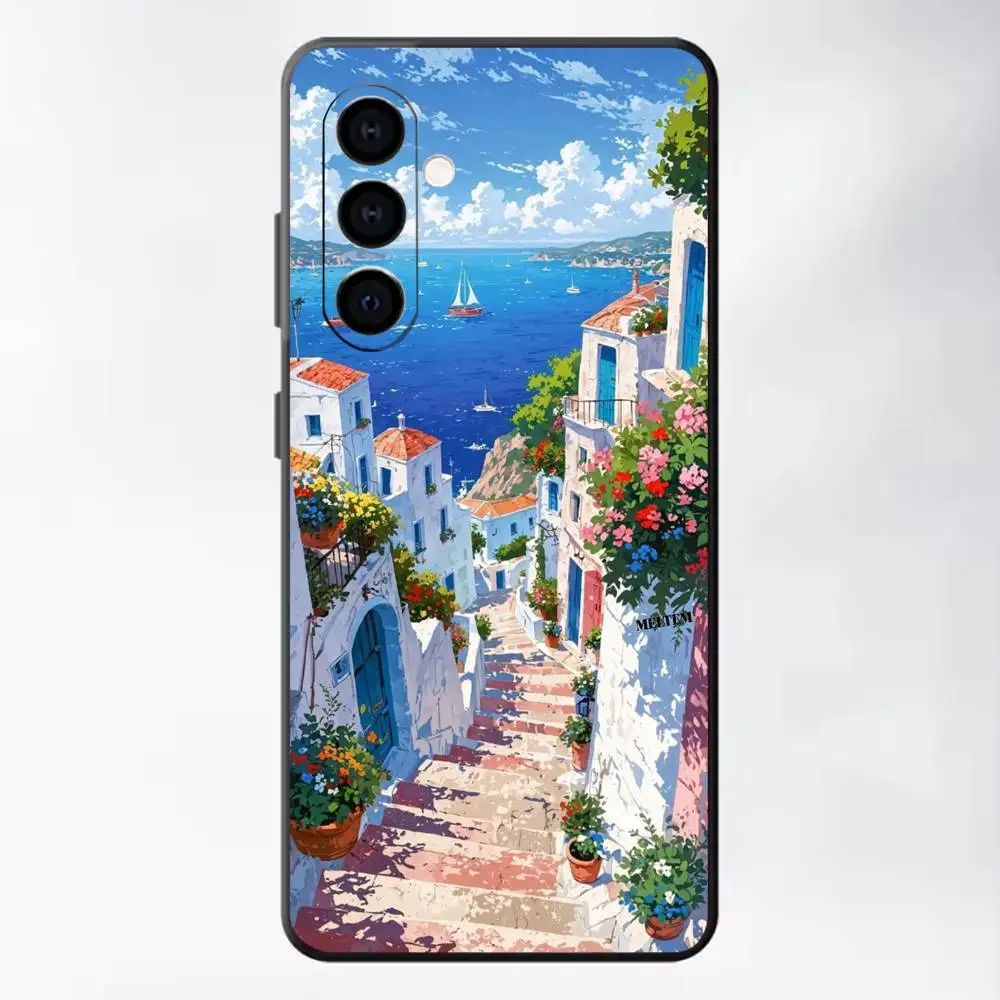 Фото Чехол для телефона Italian Sorrento Costiera Amalfitana, черный, силиконовый, мягкий, для Samsung A73, A72, A71, A70, A53, A52, A51 №2