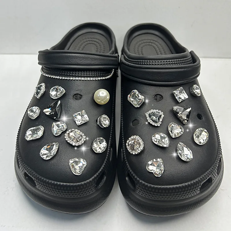 New Style Rhinestones croc charms shoe decoration diamond chain designe woman girl gifts fit Wholesale