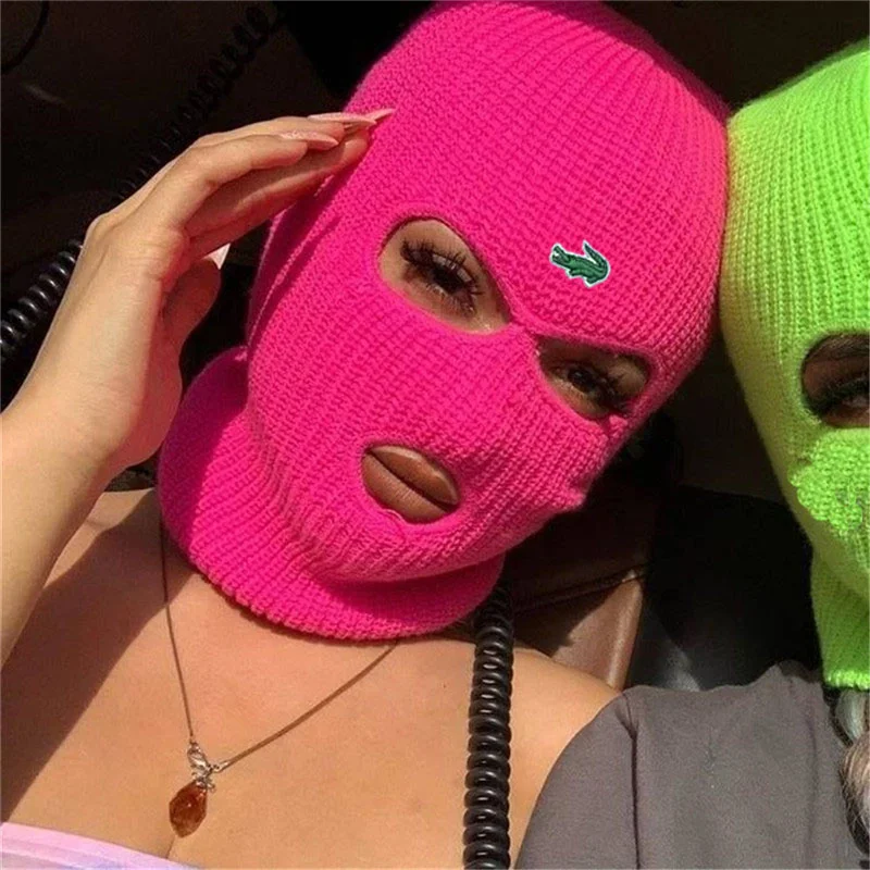 

2023 TOP 3 Hole Winter Ski Knit Mask Warm Unisex Balaclava Tactical Mask Hat CARTELO Embroidered logo Full Face Mask Ski Hat