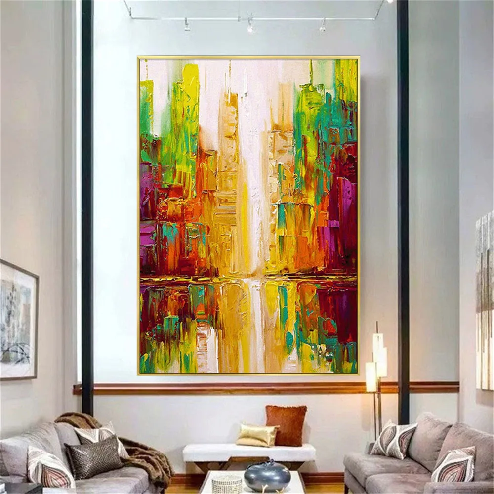

Hand Painted Oil Paintings On Canvas Abstract Heavy Oil Texture Metallic Color Knife Canvas Painting Modern Home Decor No Frame