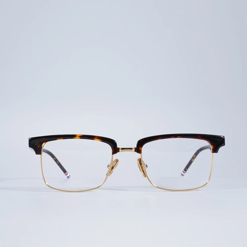 

New York Thom Brand Designer Half Frame Glasses for Men Women Square Semi Rimless Eyeglasses Optical Prescription Eyewear TB006