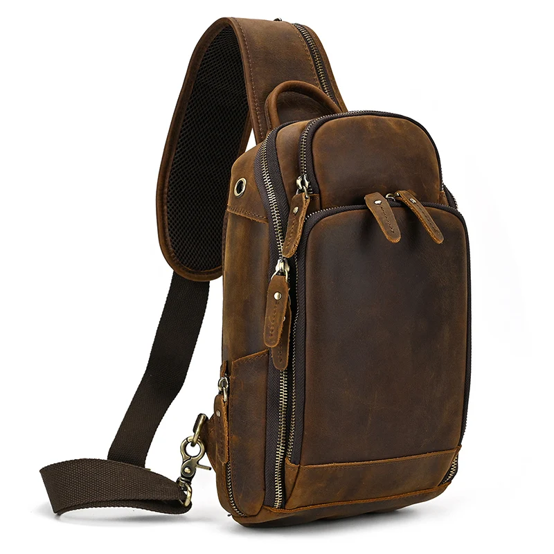 

Cross Bag Men 2022 Leather Outdoor Bag High Bag Capacity Men Bag Bag Husband Luxury Chest Chest Shoulder Men For Sling Real Pack