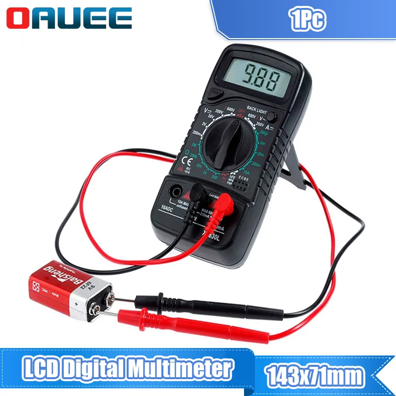

LCD Digital Multimeter Handheld Portable Multimeter 1999 XL830L AC/DC Voltage Amp Current Resistance Tester Blue Backlight Meter