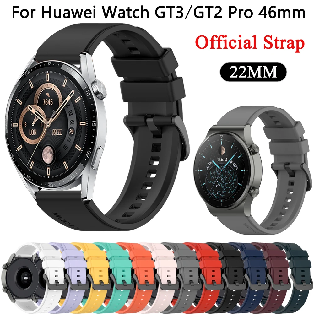

Ремешок силиконовый для Huawei Watch GT3 GT2, официальный браслет для смарт-часов 22 мм Huawei GT 3 2 Gt2 pro 46 мм