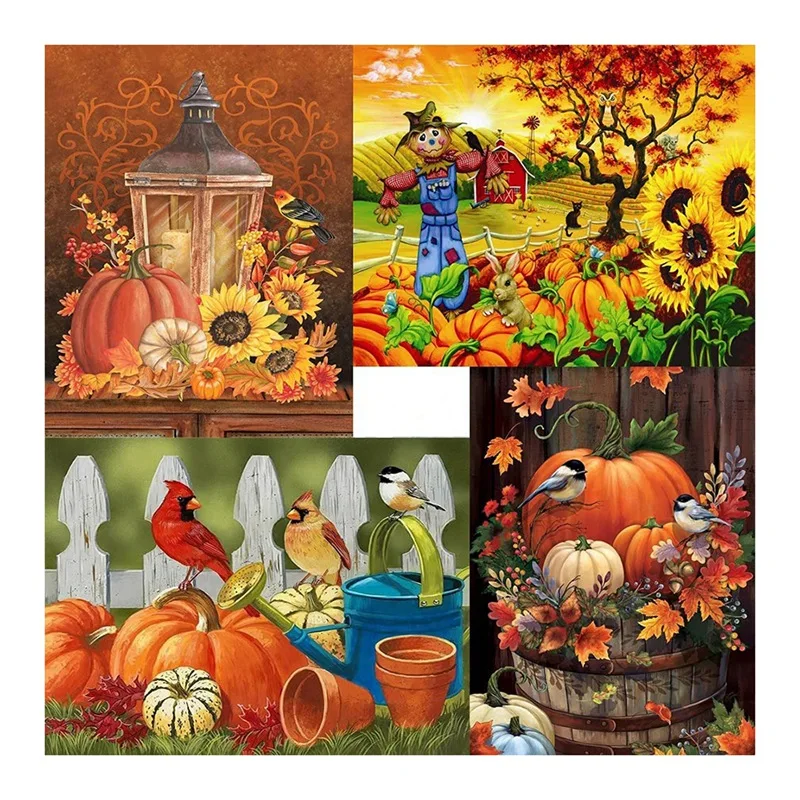 

DIY Diamond Painting Kits For Adults,Round Full Drill Crystal Embroidery Arts Craft For Home Wall Decor Pumpkin