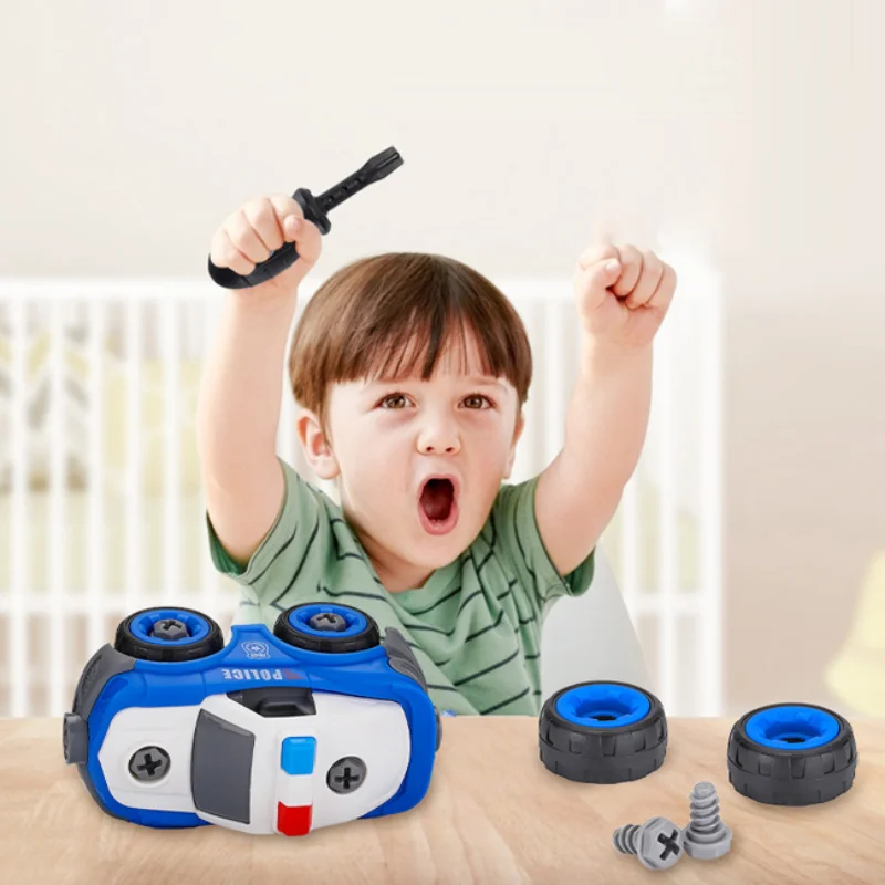 

Children's DIY Police Car Toys 4 Styles Mixed Educational Disassembling Toy Military Tanks Motorcycles Models Amusing Toy Car