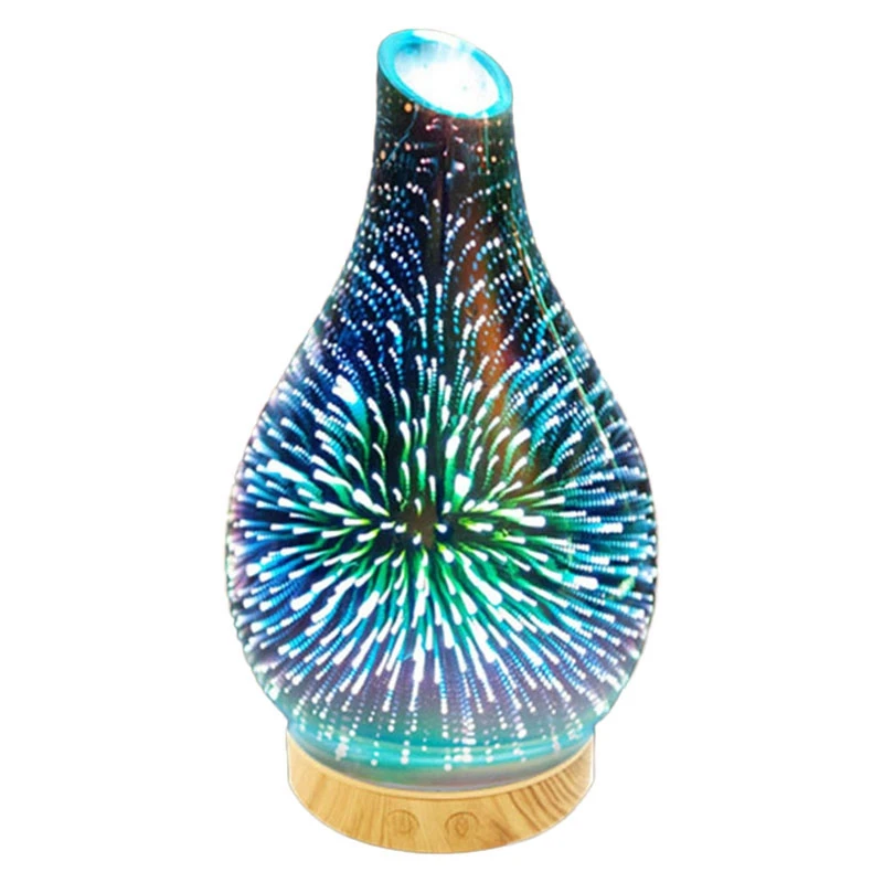 

100Ml Essential Oil Diffuser 3D Glass Aromatherapy Ultrasonic Cool Mist Humidifier With 7 Color Changing Leds