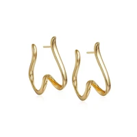 real 925 sterling silver with 18k gold plated irregular spiral stud earrings for women original jewelry 2022 trend new